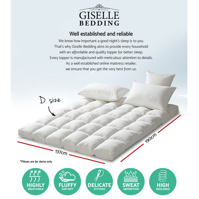 My Best Buy - Giselle Double Mattress Topper Pillowtop 1000GSM Microfibre Filling Protector