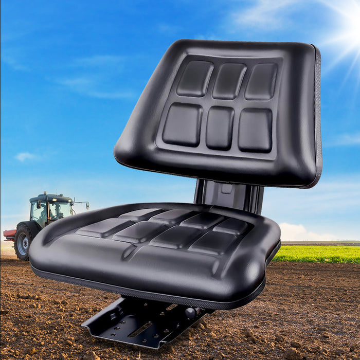 My Best Buy - Giantz PU Leather Tractor Seat with Sliding Track - Black