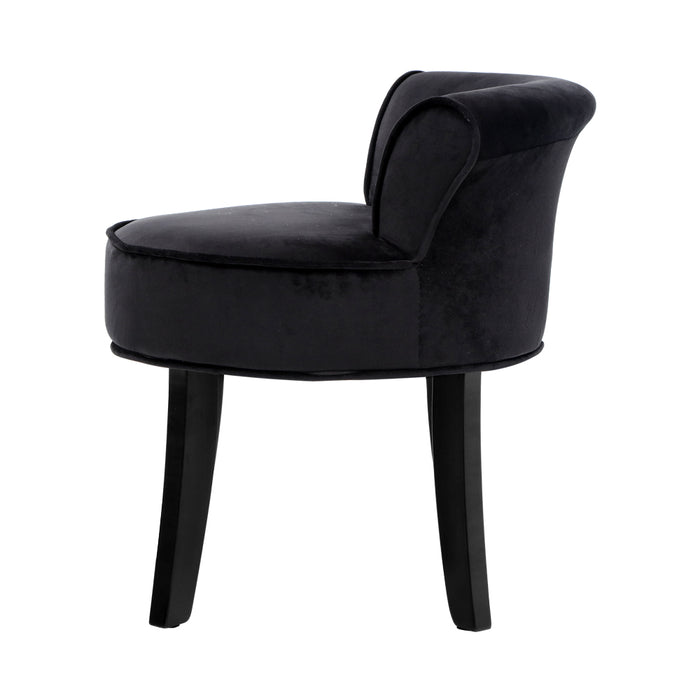 My Best Buy - Artiss Velvet Vanity Stool Backrest Stools Dressing Table Chair Makeup Bedroom Black