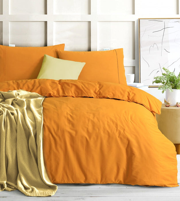 My Best Buy - Elan Linen 100% Egyptian Cotton Vintage Washed 500TC Mustard Double Quilt Cover Set