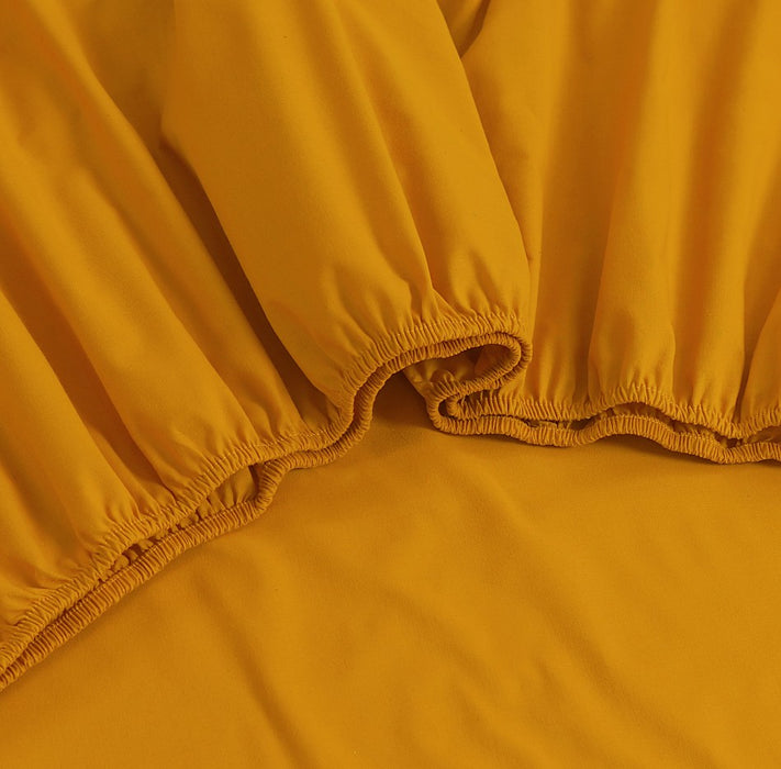 My Best Buy - Elan Linen 100% Egyptian Cotton Vintage Washed 500TC Mustard Double Bed Sheets Set