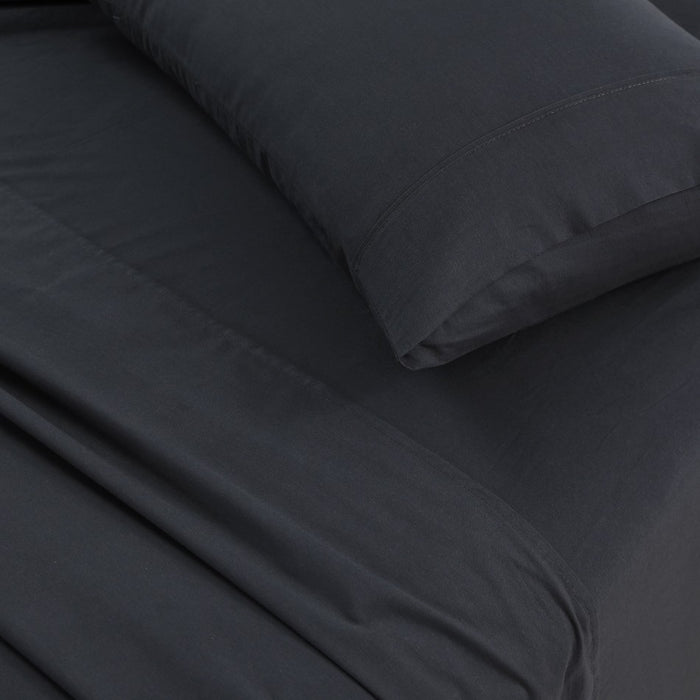 My Best Buy - Elan Linen 100% Egyptian Cotton Vintage Washed 500TC Charcoal King Bed Sheets Set