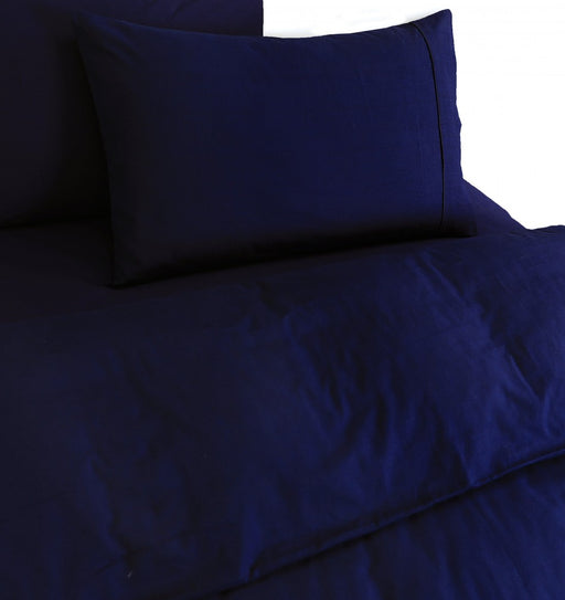 My Best Buy - Elan Linen 100% Egyptian Cotton Vintage Washed 500TC Navy Blue King Single Quilt Cover Set