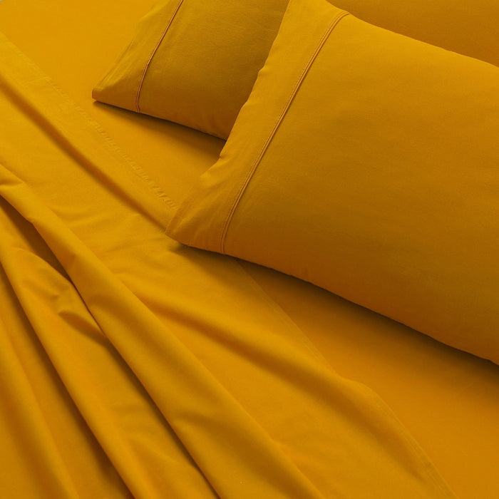 My Best Buy - Elan Linen 100% Egyptian Cotton Vintage Washed 500TC Mustard 50 cm Deep Mega King Bed Sheets Set