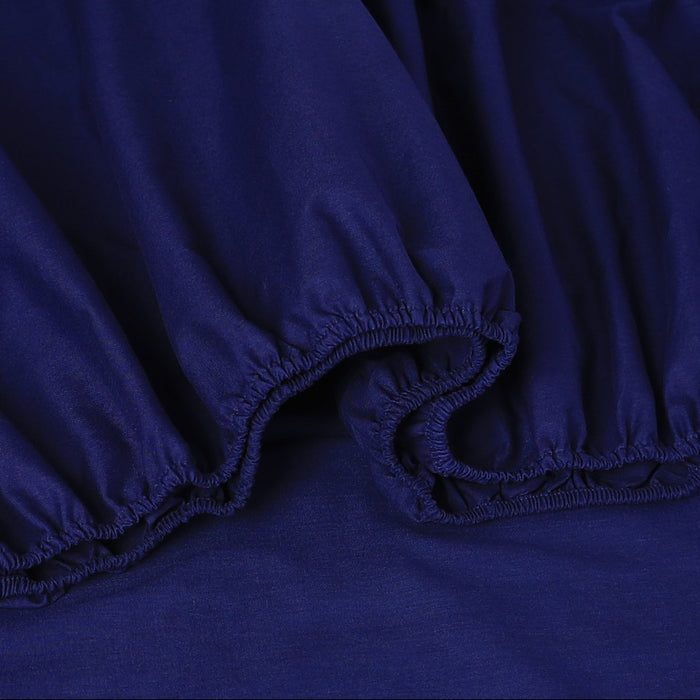 My Best Buy - Elan Linen 100% Egyptian Cotton Vintage Washed Navy Blue 50 cm Deep Mega King Bed Sheets Set