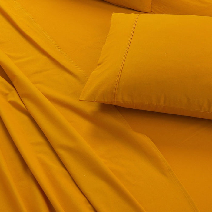 My Best Buy - Elan Linen 100% Egyptian Cotton Vintage Washed 500TC Mustard 50 cm Deep Mega Queen Bed Sheets Set