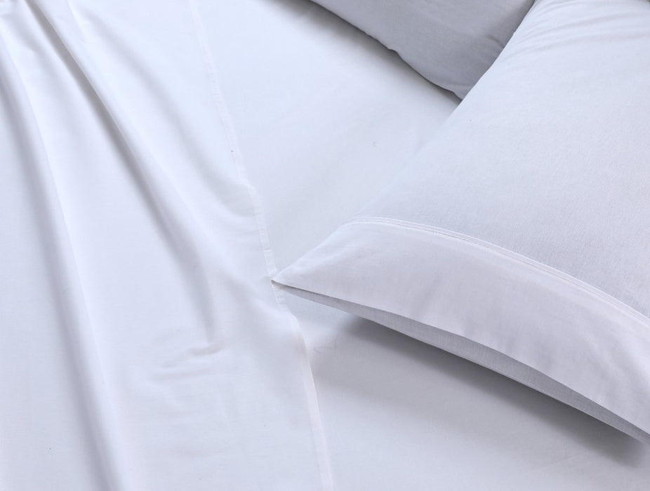 My Best Buy - Elan Linen 100% Egyptian Cotton Vintage Washed 500TC White 50cm Deep Mega Queen Bed Sheets Set