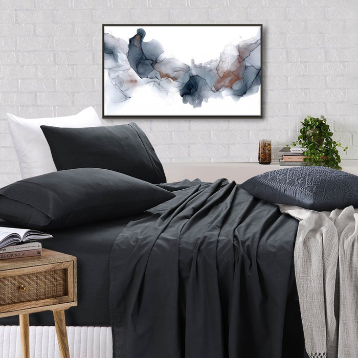 My Best Buy - Elan Linen 100% Egyptian Cotton Vintage Washed 500TC Charcoal Queen Bed Sheets Set