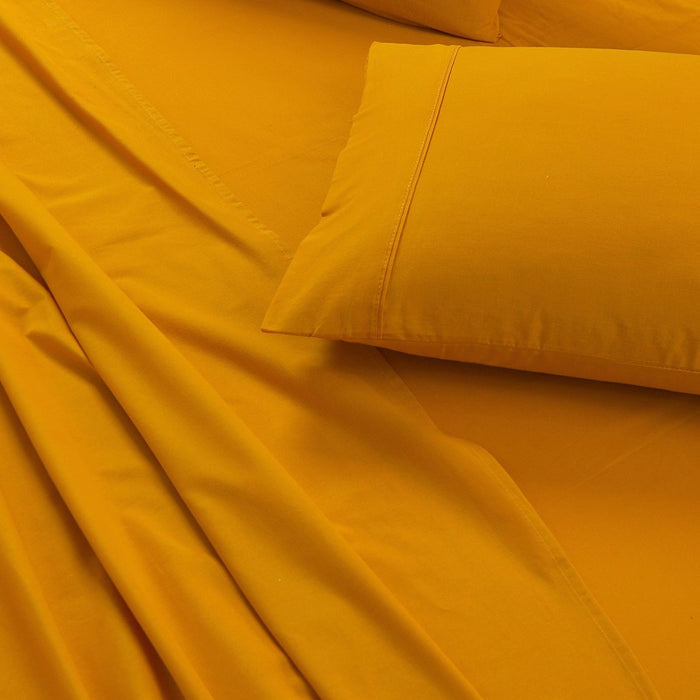 My Best Buy - Elan Linen 100% Egyptian Cotton Vintage Washed 500TC Mustard Single Bed Sheets Set