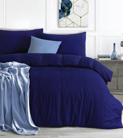 My Best Buy - Elan Linen 100% Egyptian Cotton Vintage Washed 500TC Navy Blue Single Quilt Cover Set