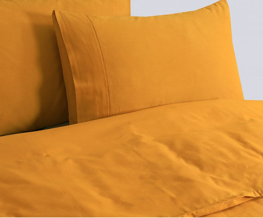 My Best Buy - Elan Linen 100% Egyptian Cotton Vintage Washed 500TC Mustard Super King Quilt Cover Set