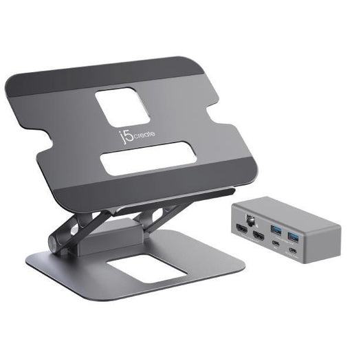 Elevate your viewing experience with My Best Buy J5create JTS427 Multi-Angle Dual 4K HDMI Docking Laptop Stand