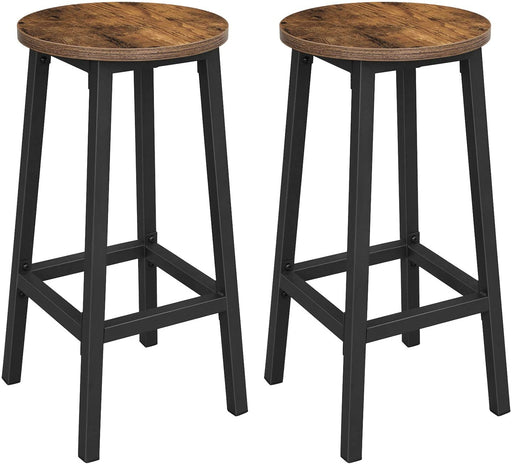 My Best Buy - Set of 2 Bar Stools with Sturdy Steel Frame Rustic Brown and Black 65 cm Height