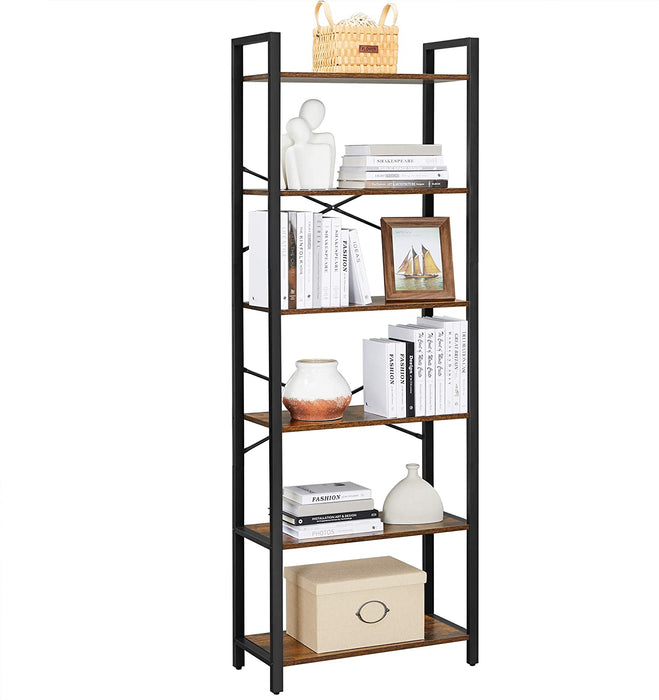 My Best Buy - 6-Tier Storage Rack with Industrial Style Steel Frame Rustic Brown and Black, 186 cm High