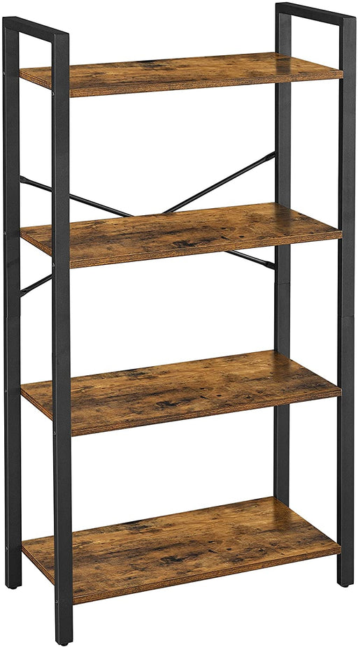 My Best Buy - 4-Tier Storage Rack with Steel Frame, 120 cm High, Rustic Brown and Black