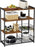 My Best Buy - Baker's Rack with 2 Metal Mesh Baskets, Shelves and Hooks, 80 x 35 x 95 cm, Industrial Style, Rustic Brown