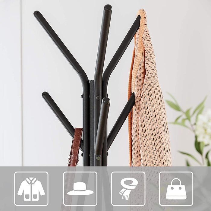 My Best Buy - Black Coat Rack Stand Industrial Style 2 Shelves Clothes