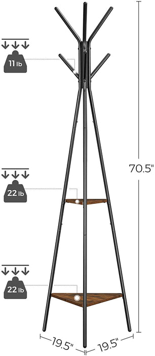 My Best Buy - Black Coat Rack Stand Industrial Style 2 Shelves Clothes