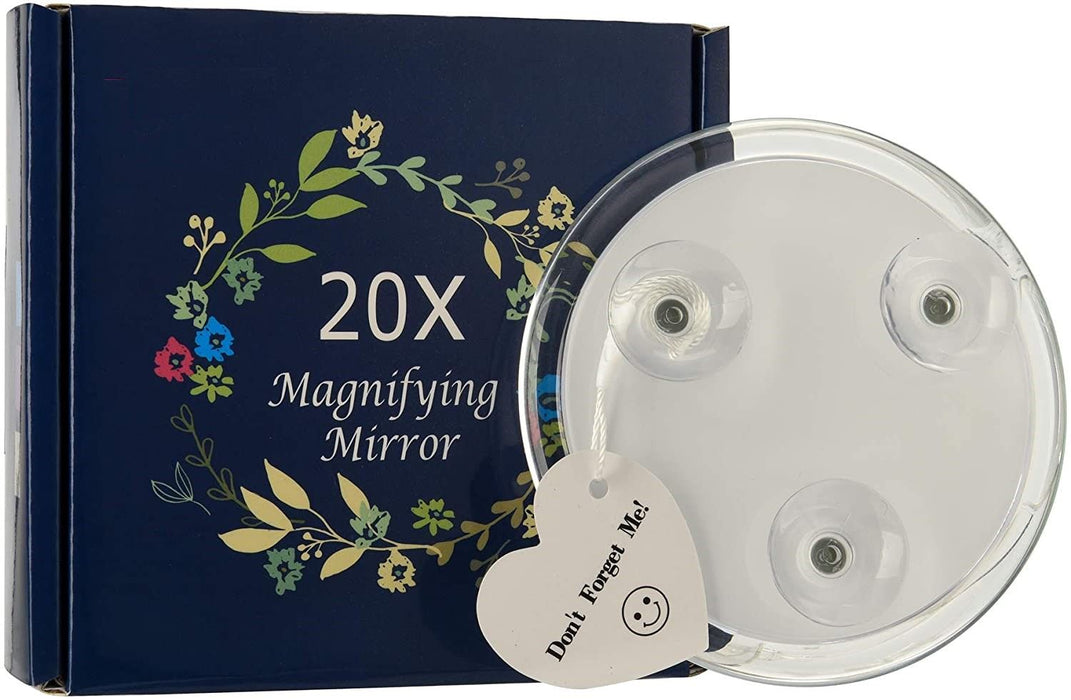 My Best Buy - 20X Magnifying Hand Mirror with 3 Suction Cups Use for Makeup Application, Tweezing, and Blackhead/Blemish Removal (10 cm)