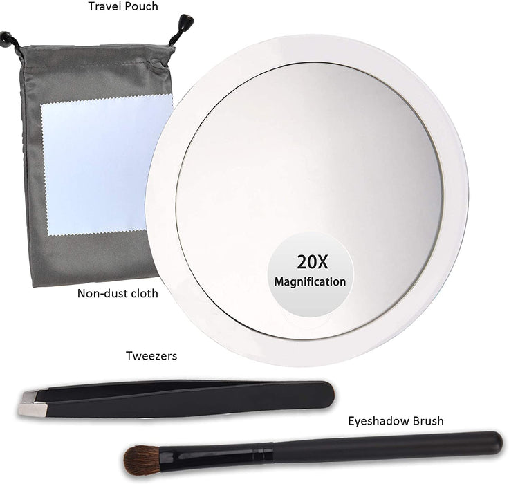 My Best Buy - 20X Magnifying Hand Mirror with 3 Suction Cups Use for Makeup Application, Tweezing, and Blackhead/Blemish Removal (10 cm)
