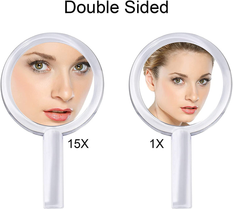 My Best Buy - 20X Magnifying Hand Mirror Two Sided Use for Makeup Application, Tweezing, and Blackhead/Blemish Removal (15 cm Silver)