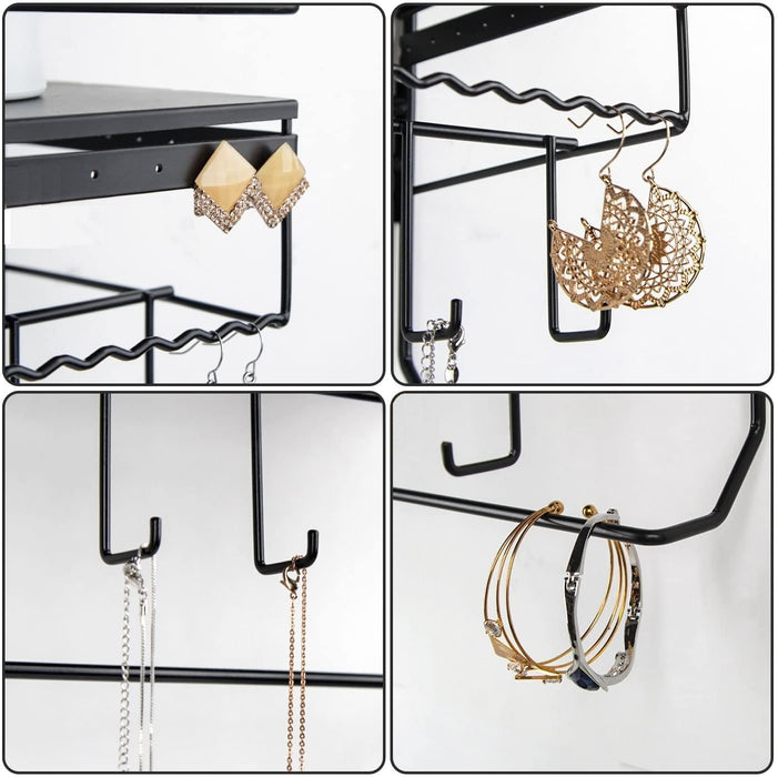 My Best Buy - Wall Mounted Classic Black Iron Designer for Cosmetics and Jewelry Storage Shelf