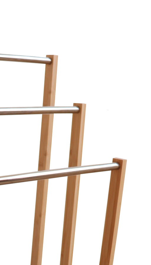My Best Buy - Bamboo Towel Bar Metal Holder Rack 3-Tier Freestanding for Bathroom and Bedroom