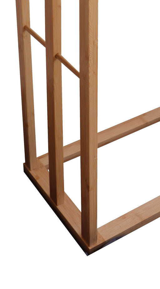 My Best Buy - Bamboo Towel Bar Metal Holder Rack 3-Tier Freestanding for Bathroom and Bedroom