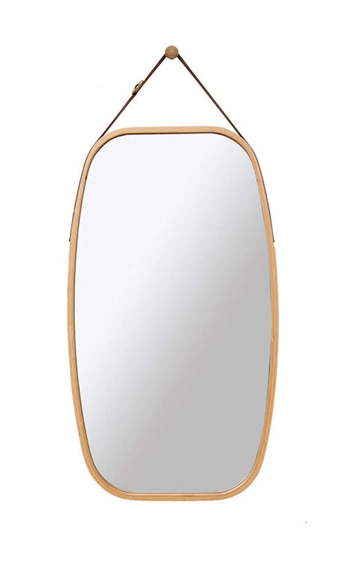My Best Buy - Hanging Full Length Wall Mirror - Solid Bamboo Frame and Adjustable Leather Strap for Bathroom and Bedroom