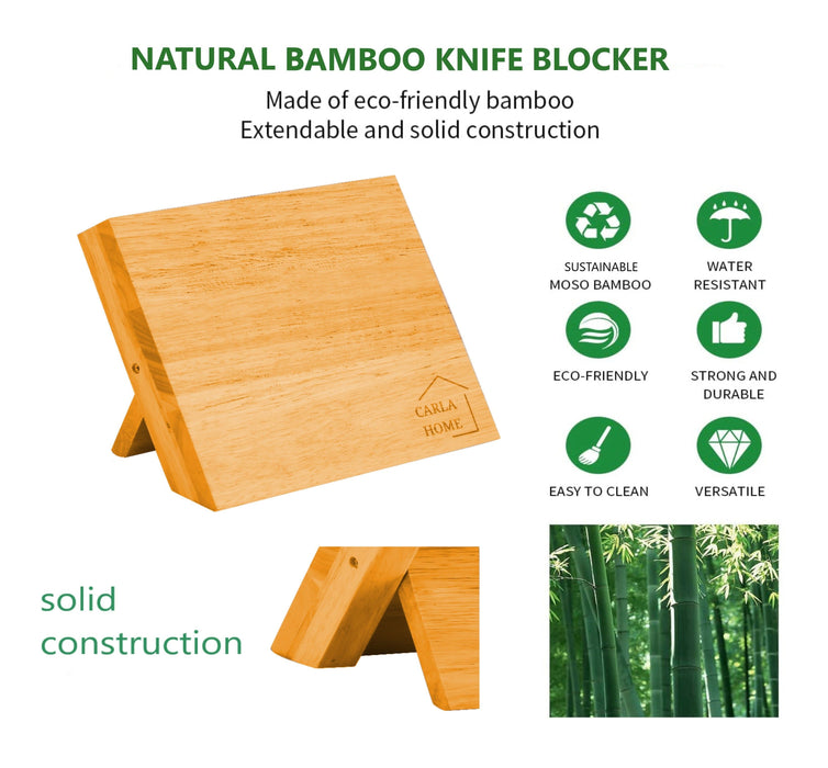 My Best Buy - Natural Bamboo Magnetic Knife Block Holder with Strong Magnets for Home Kitchen Storage & Organisation