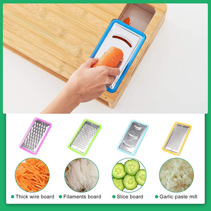 My Best Buy - Large Bamboo Cutting Board and 4 Containers with Mobile Holder gift included for Home Kitchen