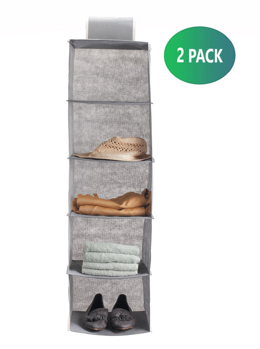 My Best Buy - 2 Pack 5-Tier Shelf Hanging Closet Organizer and Storage for Clothes (Grey)