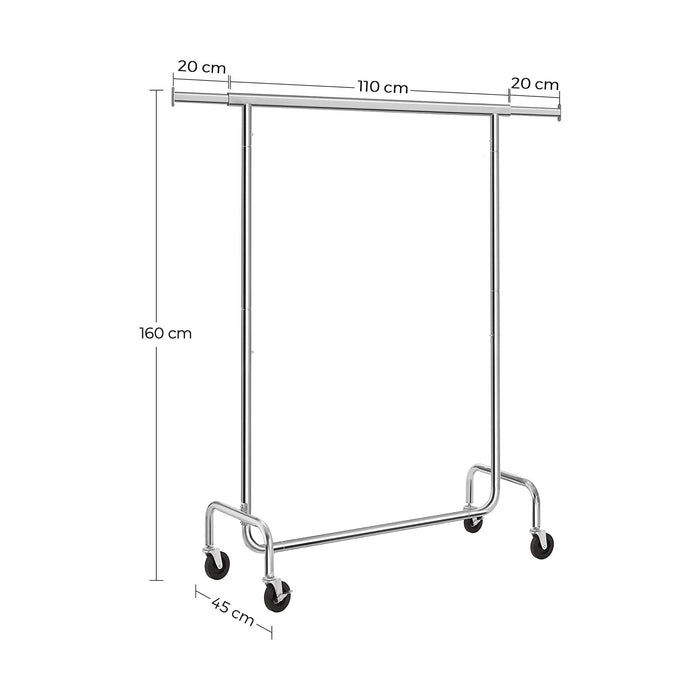 My Best Buy - Clothes Rack Wheels Chrome Extendable, 136 kg load