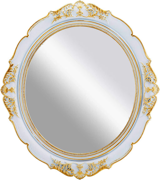 My Best Buy - Oval Antique Vintage Hanging Wall Mirror for Bedroom and Livingroom (White, 38 x 33 cm)