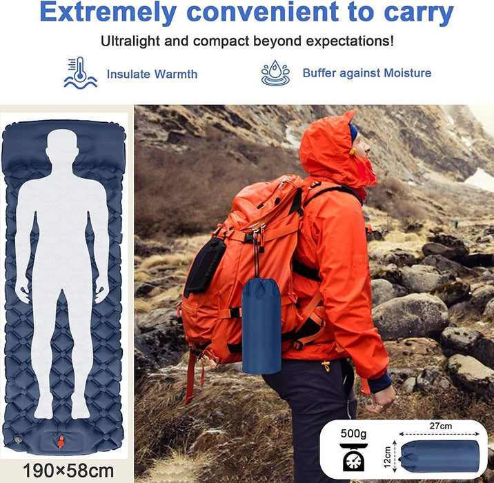 My Best Buy - Ultralight Inflatable Camping Sleeping Pad with Pillow for Travelling and Hiking