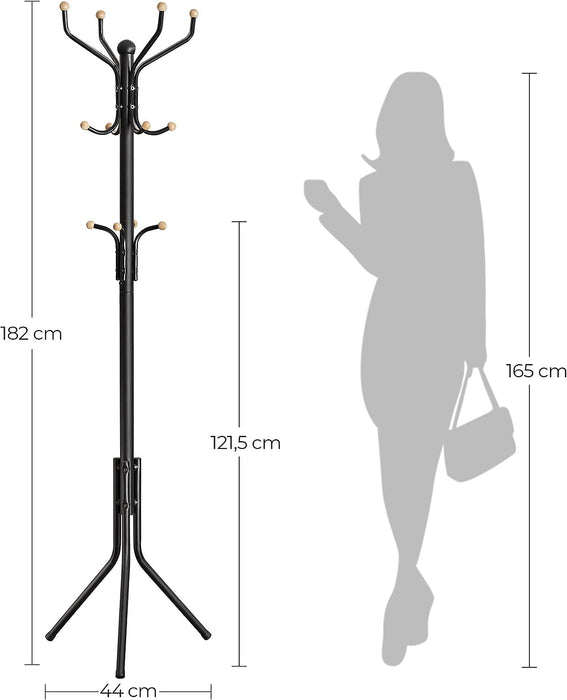 My Best Buy - Metal Coat Rack Stand Hat Hanger, Black, 182cm