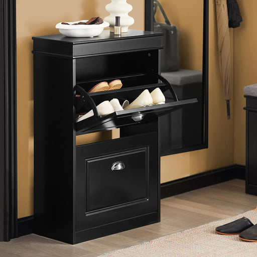 My Best Buy - Shoe Cabinet 2 Drawers Storage Cupboard Black