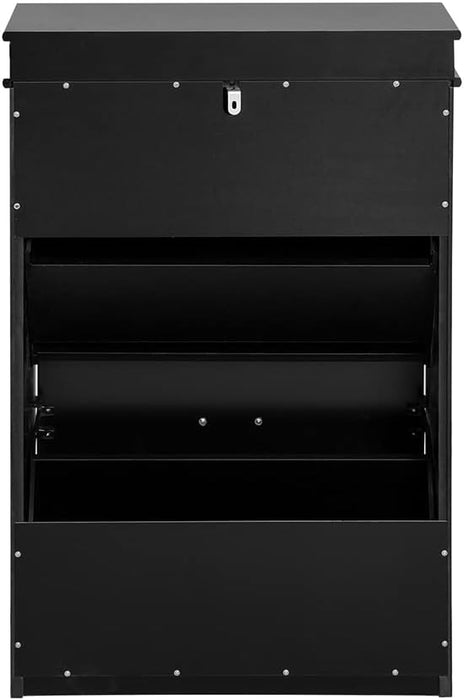 My Best Buy - Shoe Cabinet 2 Drawers Storage Cupboard Black