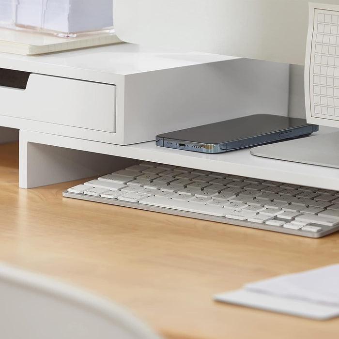 My Best Buy - White Monitor Stand with Drawers