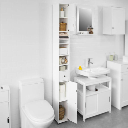 My Best Buy - White Tall Bathroom Cabinet High Storage