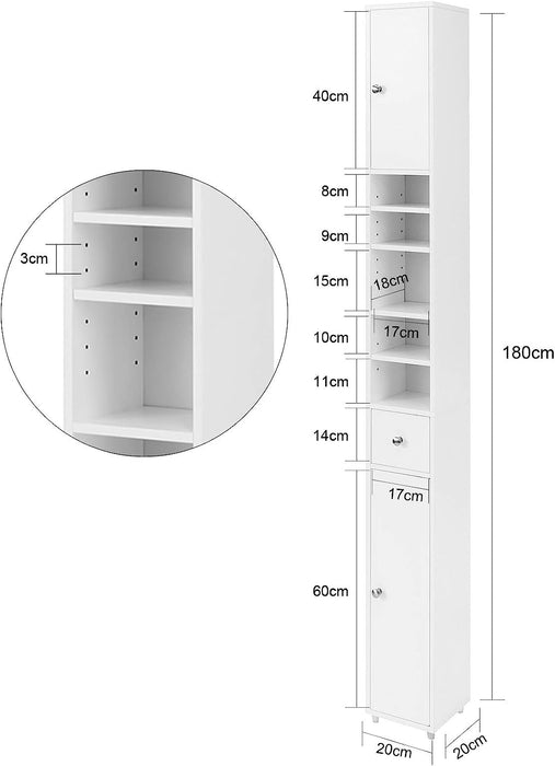 My Best Buy - White Tall Bathroom Cabinet High Storage
