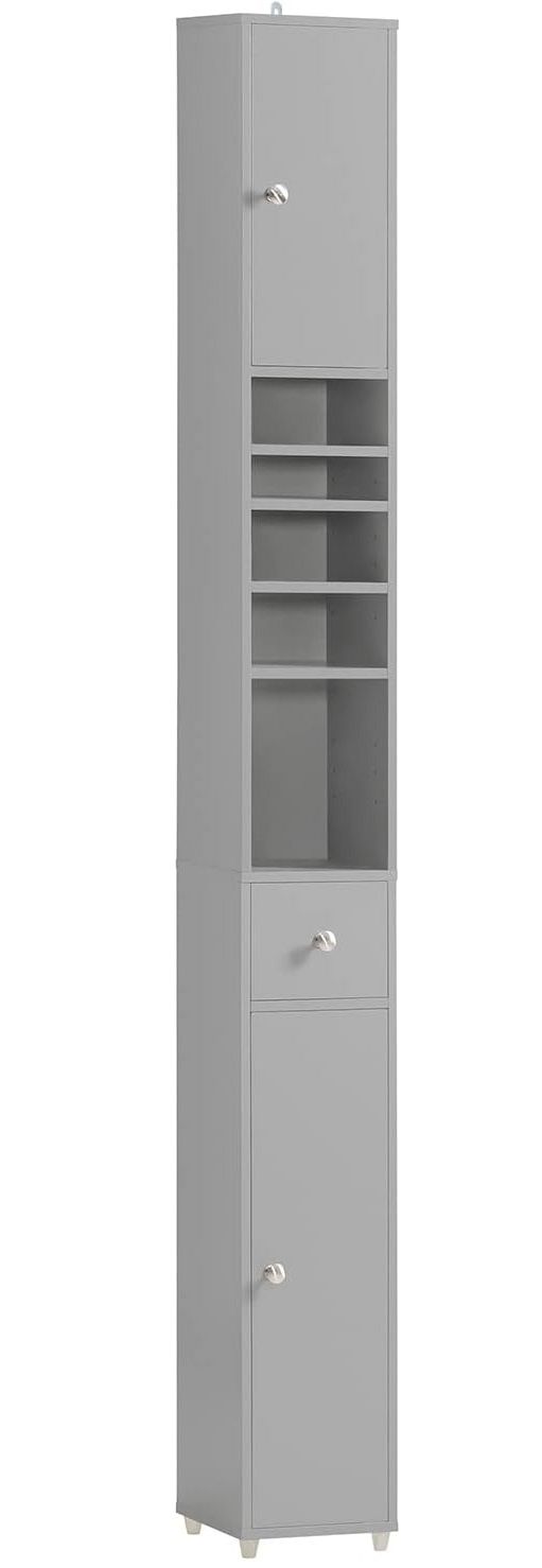 My Best Buy - Tall Bathroom Storage Cupboard Shelves, Grey