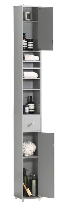 My Best Buy - Tall Bathroom Storage Cupboard Shelves, Grey