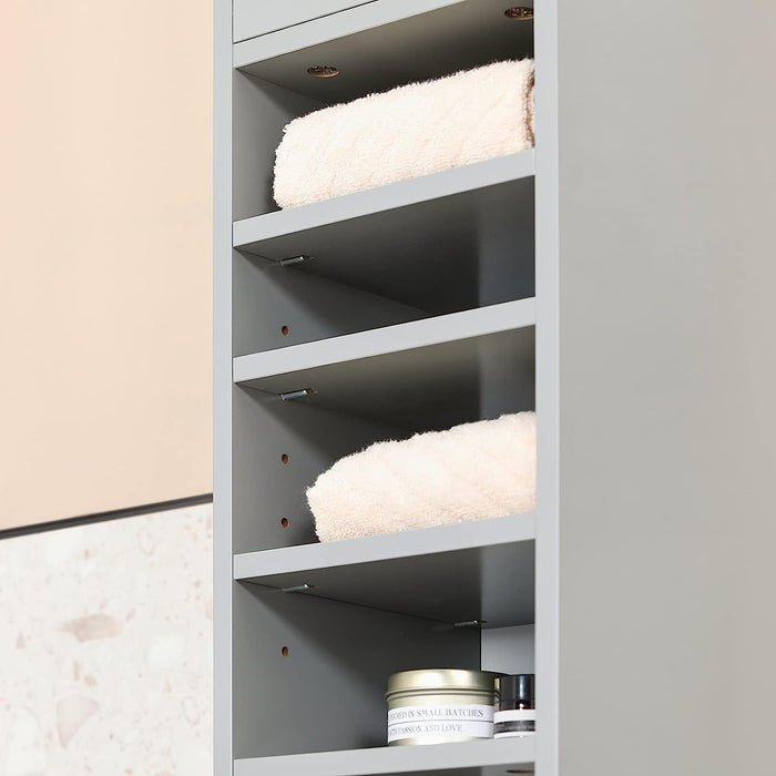 My Best Buy - Tall Bathroom Storage Cupboard Shelves, Grey