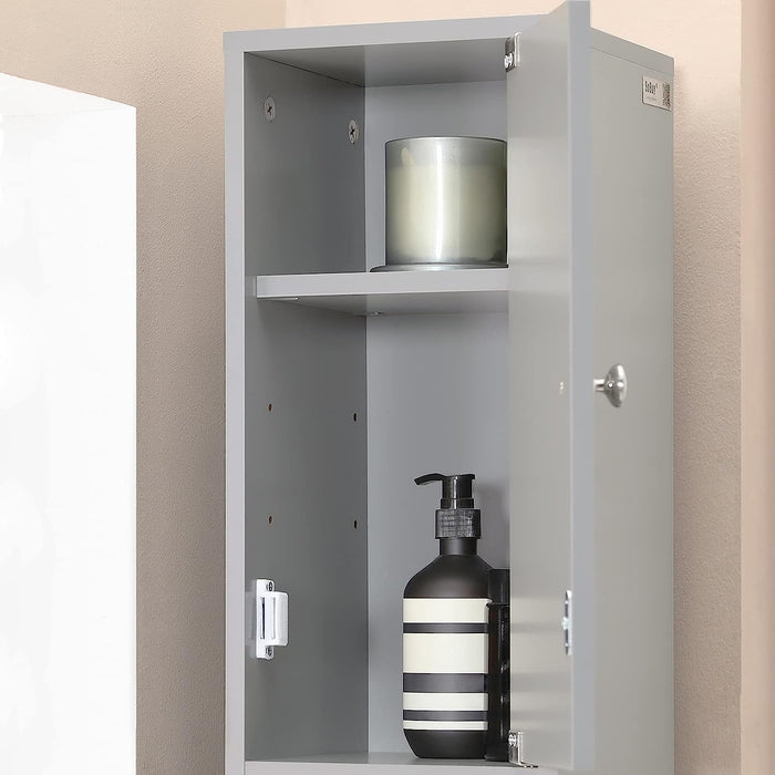 My Best Buy - Tall Bathroom Storage Cupboard Shelves, Grey