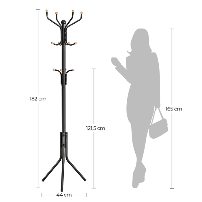 My Best Buy - Black Metal Coat Rack, Hall Tree, 182cm Tall