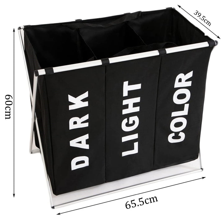 My Best Buy - 3 in 1 Large 135L Laundry Clothes Hamper Basket with Waterproof bags and Aluminum Frame (Black)