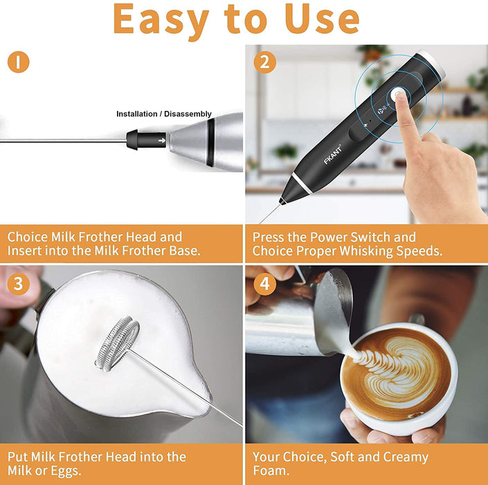 My Best Buy - Silver Rechargeable Electric Milk Frother Handheld (3 Speeds)