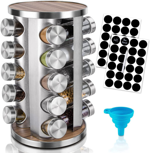 My Best Buy - Rotating Spice Rack Organizer with 20 Pieces Jars for Kitchen