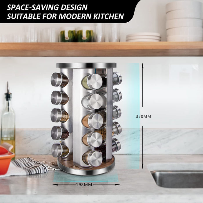 My Best Buy - Rotating Spice Rack Organizer with 20 Pieces Jars for Kitchen